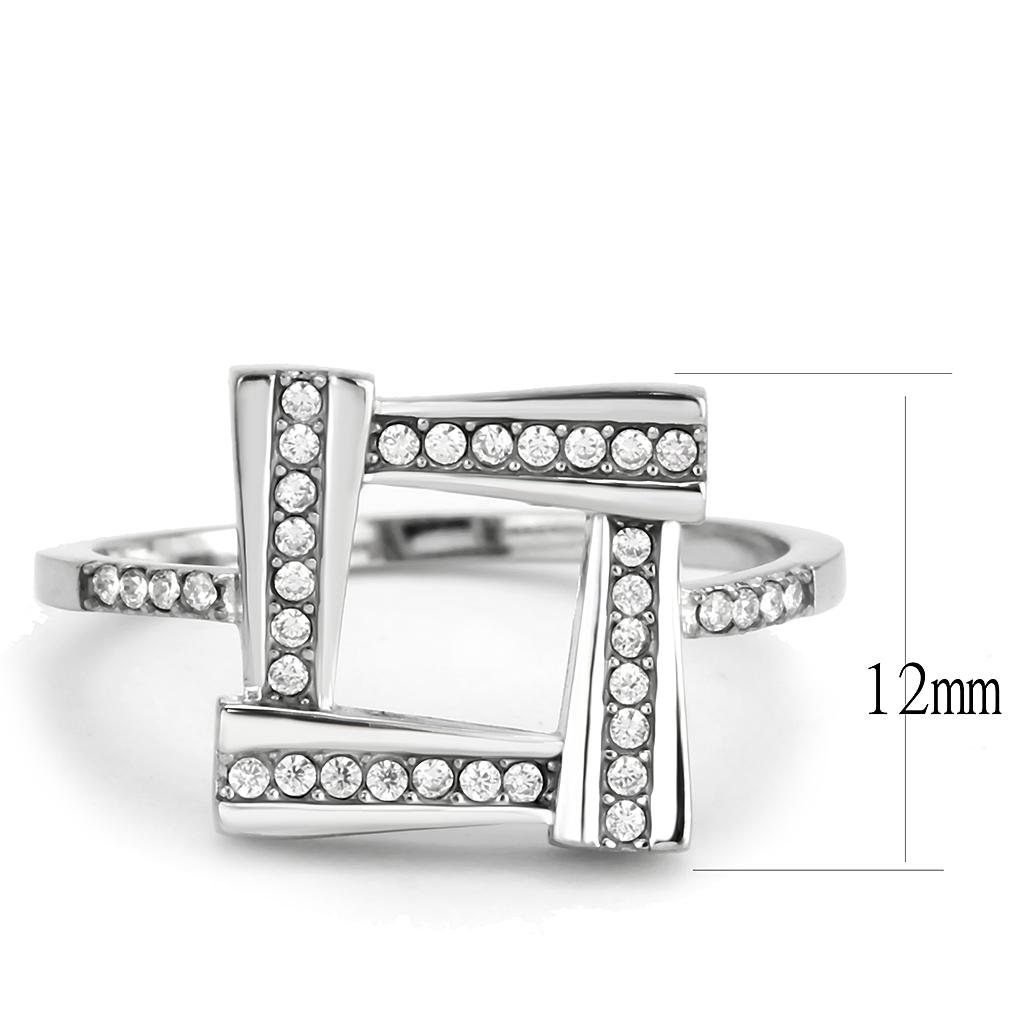 MADA341 - No Plating Stainless Steel Ring with AAA Grade CZ  in Clear