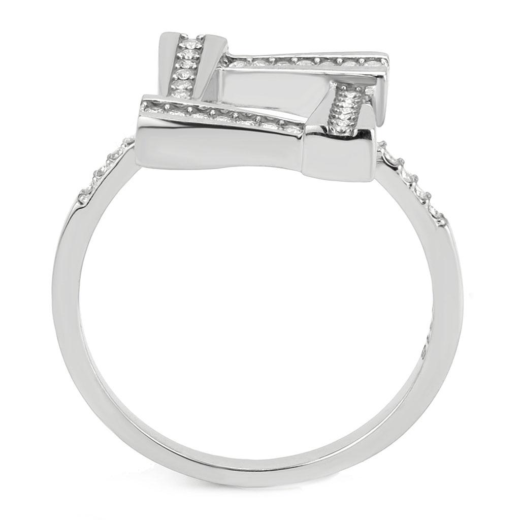 MADA341 - No Plating Stainless Steel Ring with AAA Grade CZ  in Clear