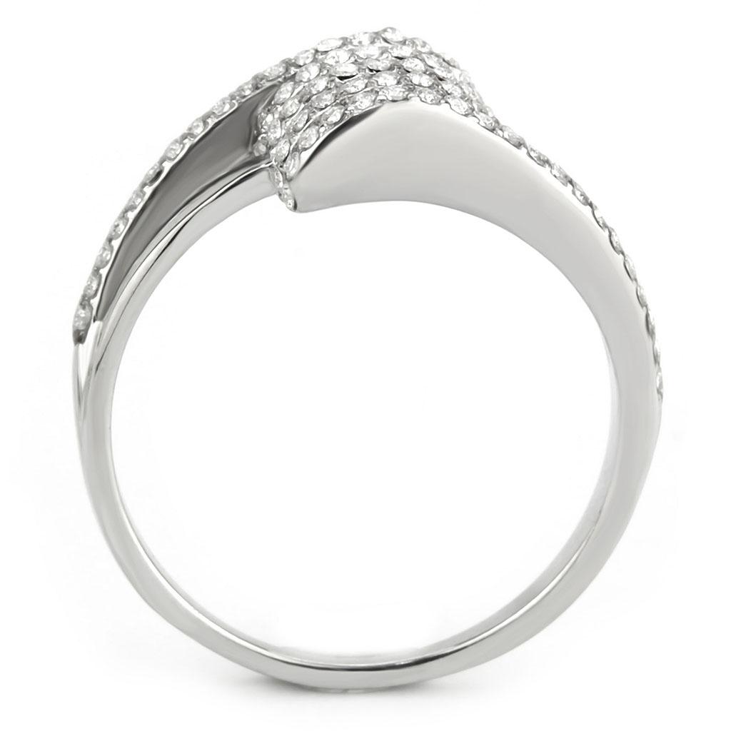 MADA342 - No Plating Stainless Steel Ring with AAA Grade CZ  in Clear
