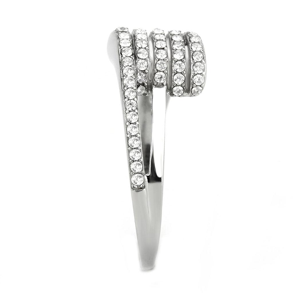 MADA342 - No Plating Stainless Steel Ring with AAA Grade CZ  in Clear