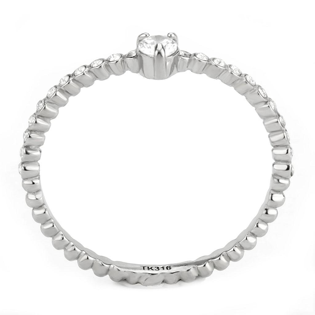 MADA343 - No Plating Stainless Steel Ring with AAA Grade CZ  in Clear