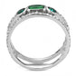 MADA348 - High polished (no plating) Stainless Steel Ring with Synthetic Synthetic Glass in Emerald