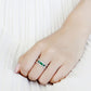 MADA348 - High polished (no plating) Stainless Steel Ring with Synthetic Synthetic Glass in Emerald