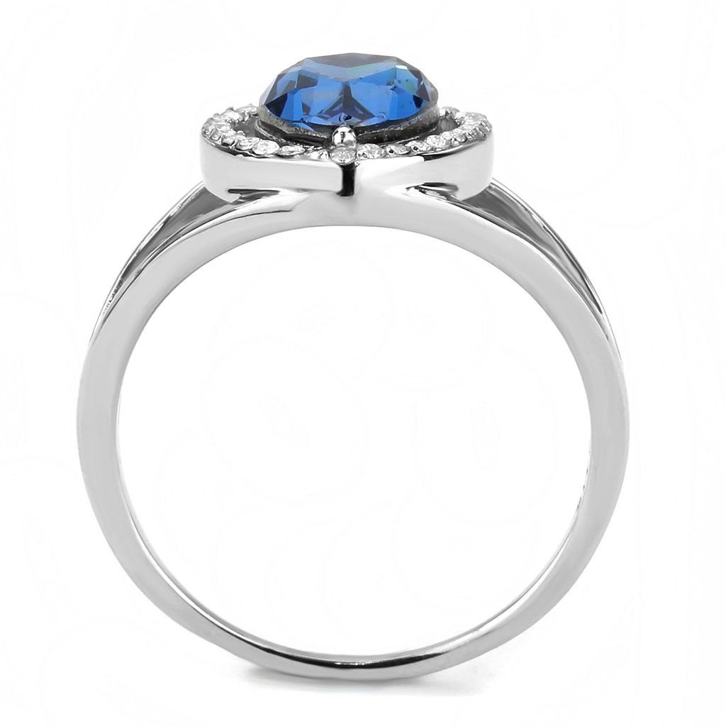MADA349 - High polished (no plating) Stainless Steel Ring with Top Grade Crystal  in Montana