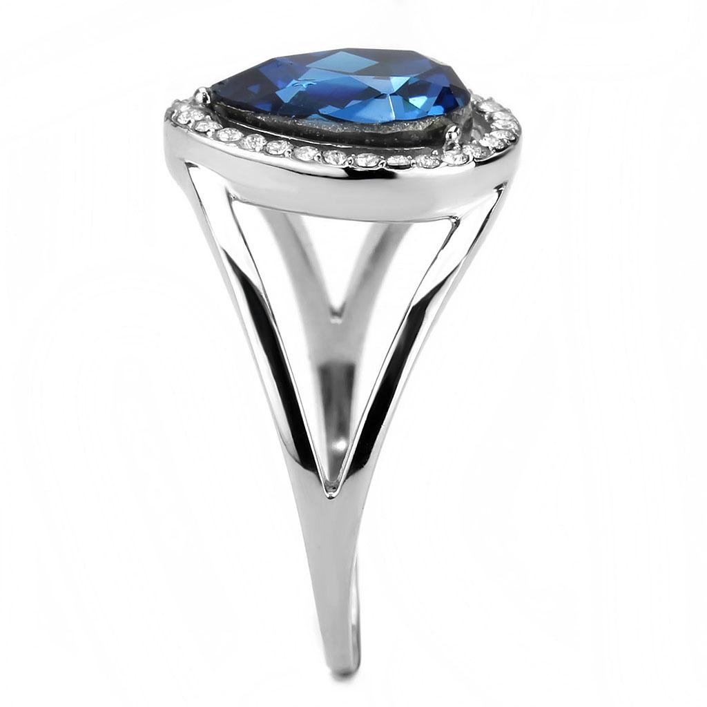 MADA349 - High polished (no plating) Stainless Steel Ring with Top Grade Crystal  in Montana