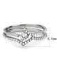 MADA350 - High polished (no plating) Stainless Steel Ring with AAA Grade CZ  in Clear