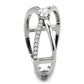 MADA351 - High polished (no plating) Stainless Steel Ring with AAA Grade CZ  in Clear