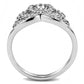 MADA354 - High polished (no plating) Stainless Steel Ring with AAA Grade CZ  in Clear