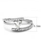MADA355 - High polished (no plating) Stainless Steel Ring with AAA Grade CZ  in Clear