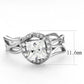 MADA357 - High polished (no plating) Stainless Steel Ring with AAA Grade CZ  in Clear