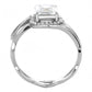 MADA357 - High polished (no plating) Stainless Steel Ring with AAA Grade CZ  in Clear