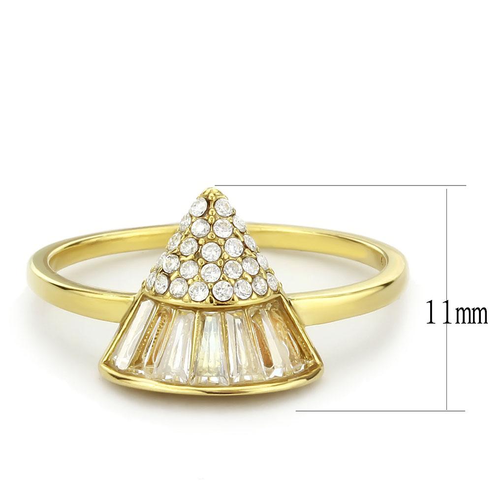 MADA359 - IP Gold(Ion Plating) Stainless Steel Ring with AAA Grade CZ  in Clear