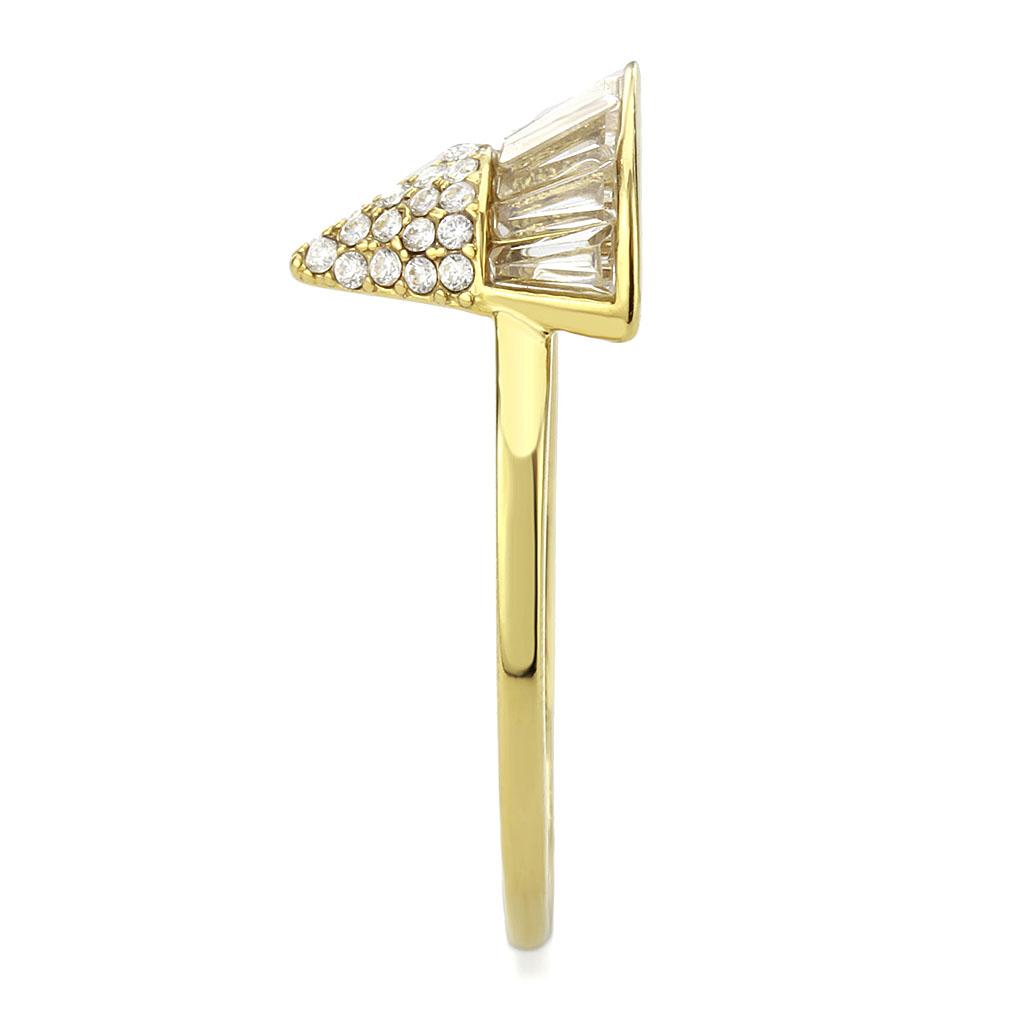 MADA359 - IP Gold(Ion Plating) Stainless Steel Ring with AAA Grade CZ  in Clear