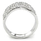 MADA362 - High polished (no plating) Stainless Steel Ring with AAA Grade CZ  in Clear
