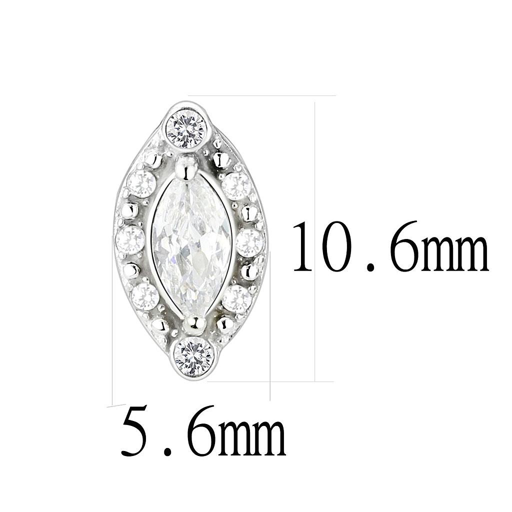MADA368 - High polished (no plating) Stainless Steel Earrings with AAA Grade CZ  in Clear