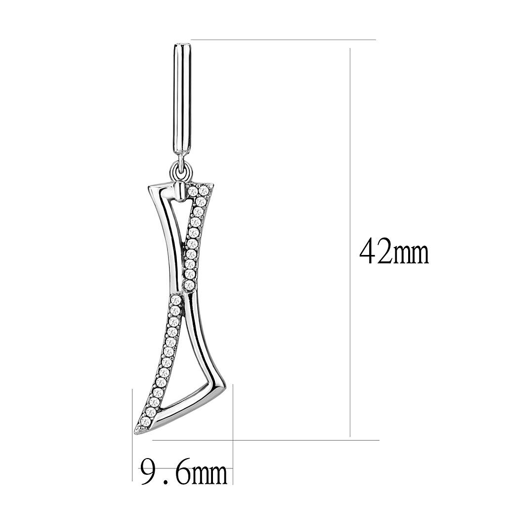 MADA372 - High polished (no plating) Stainless Steel Earrings with AAA Grade CZ  in Clear