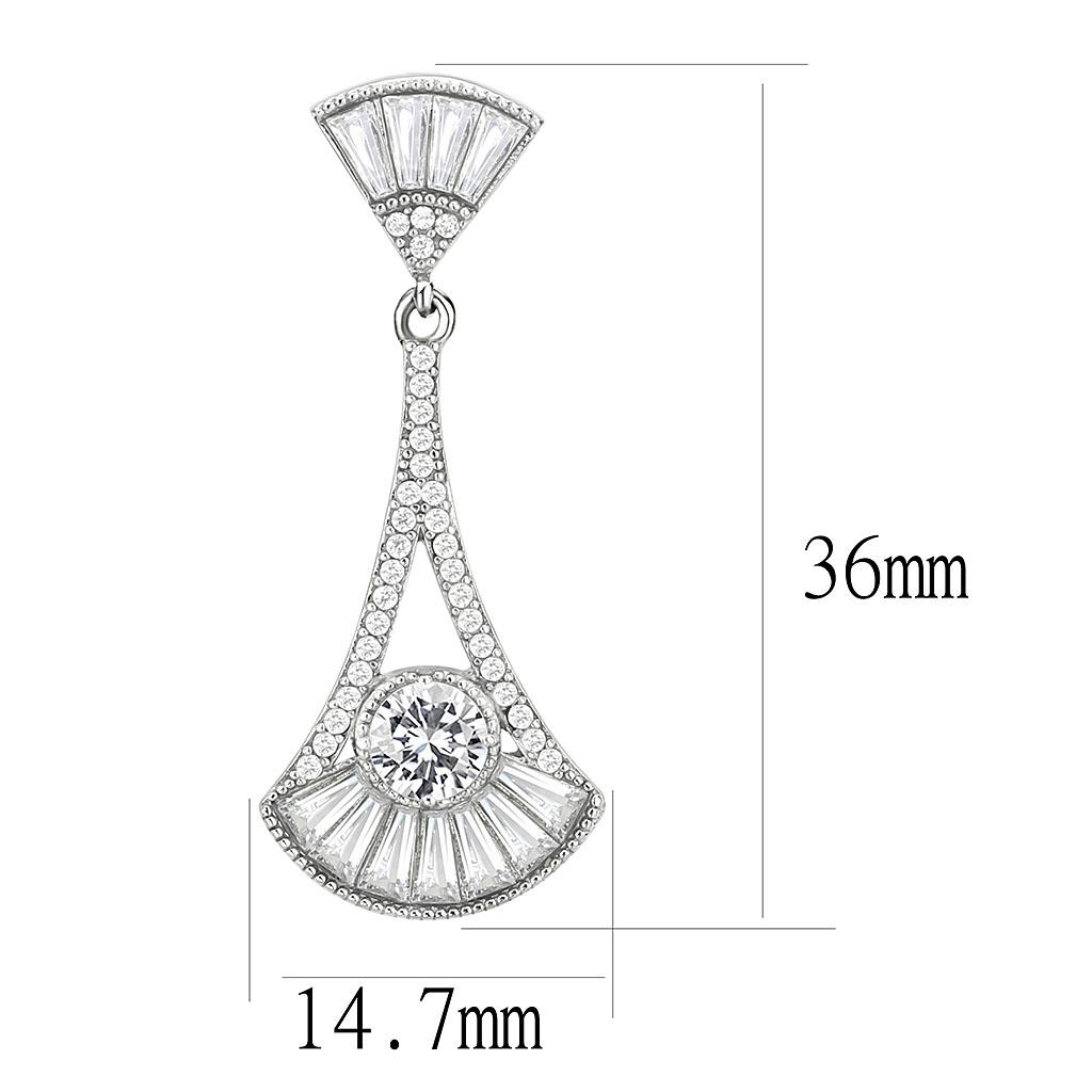 MADA373 - High polished (no plating) Stainless Steel Earrings with AAA Grade CZ  in Clear