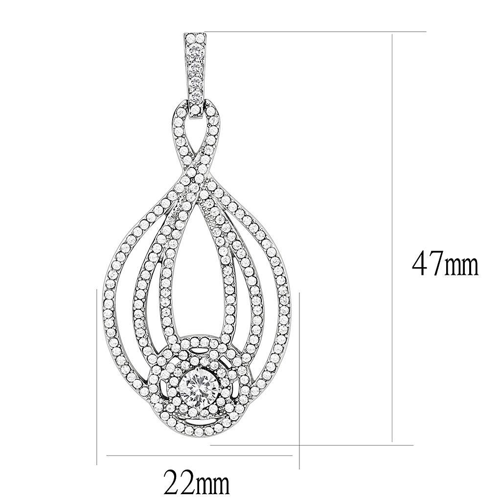 MADA374 - High polished (no plating) Stainless Steel Earrings with AAA Grade CZ  in Clear