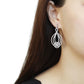 MADA374 - High polished (no plating) Stainless Steel Earrings with AAA Grade CZ  in Clear