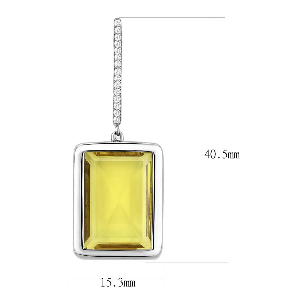 MADA378 - High polished (no plating) Stainless Steel Earrings with Top Grade Crystal  in Topaz