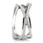 MADA381 - High polished (no plating) Stainless Steel Ring with AAA Grade CZ  in Clear