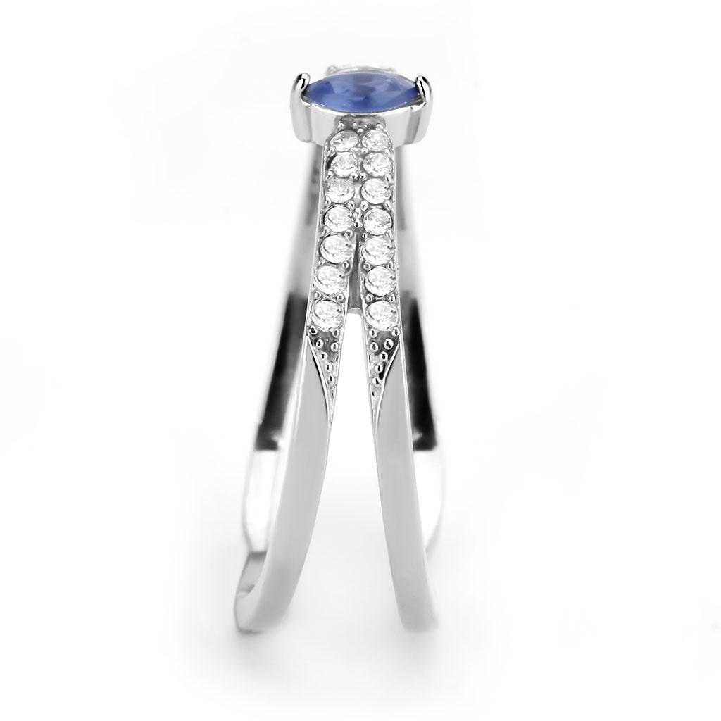 MADA383 - High polished (no plating) Stainless Steel Ring with Synthetic  in Montana