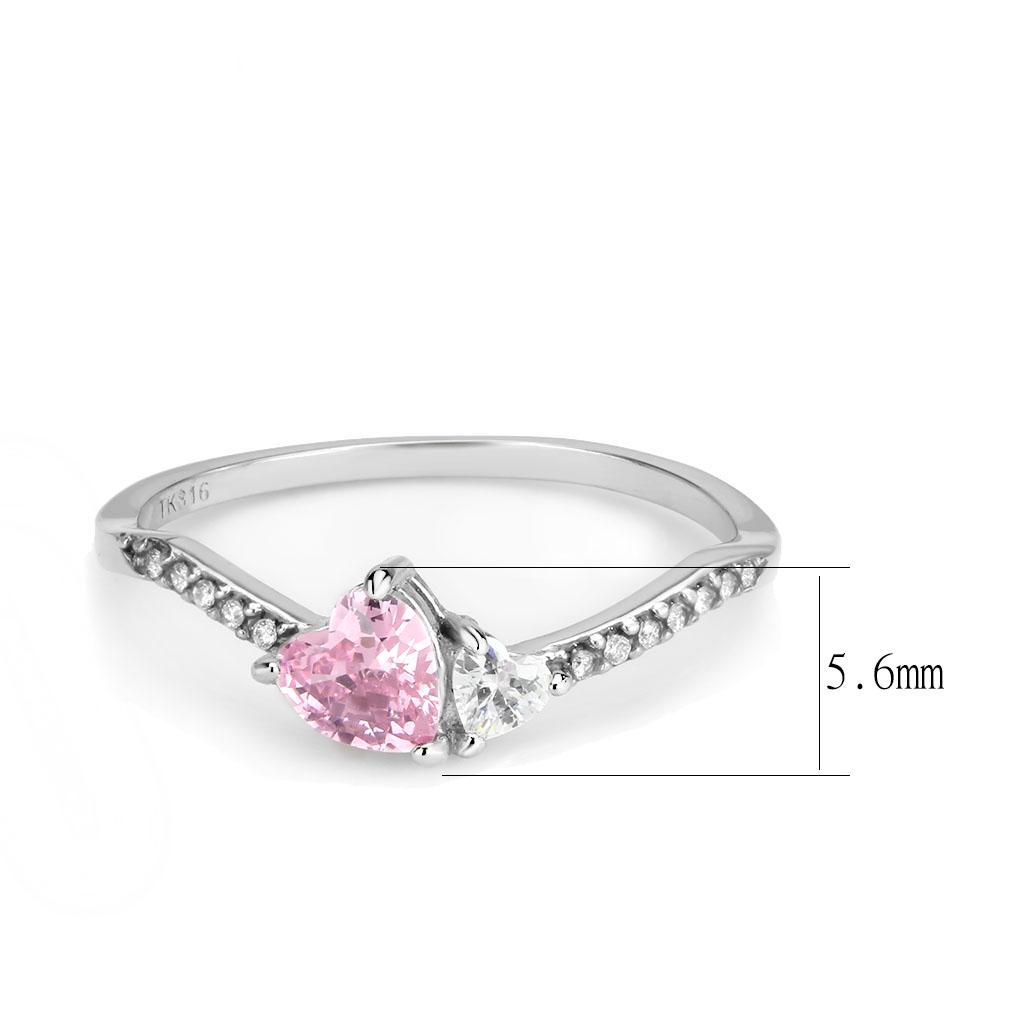 MADA384 - High polished (no plating) Stainless Steel Ring with AAA Grade CZ  in Rose