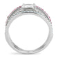MADA386 - High polished (no plating) Stainless Steel Ring with AAA Grade CZ  in Multi Color