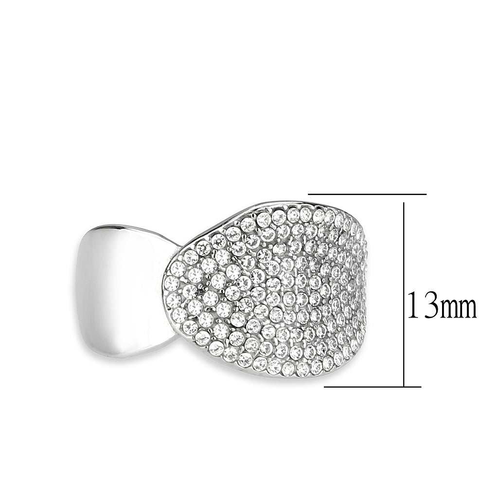 MADA388 - High polished (no plating) Stainless Steel Ring with AAA Grade CZ in Clear