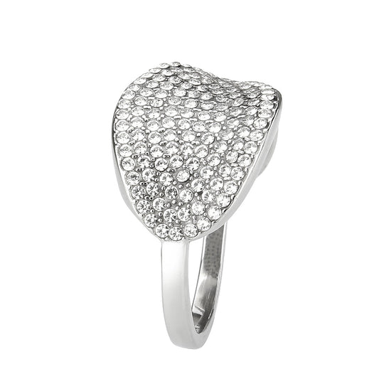 MADA388 - High polished (no plating) Stainless Steel Ring with AAA Grade CZ in Clear
