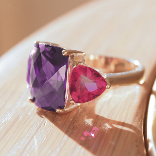 MAHaylee Cocktail Ring - 925 Sterling Silver, AAA CZ , Amethyst - 49702