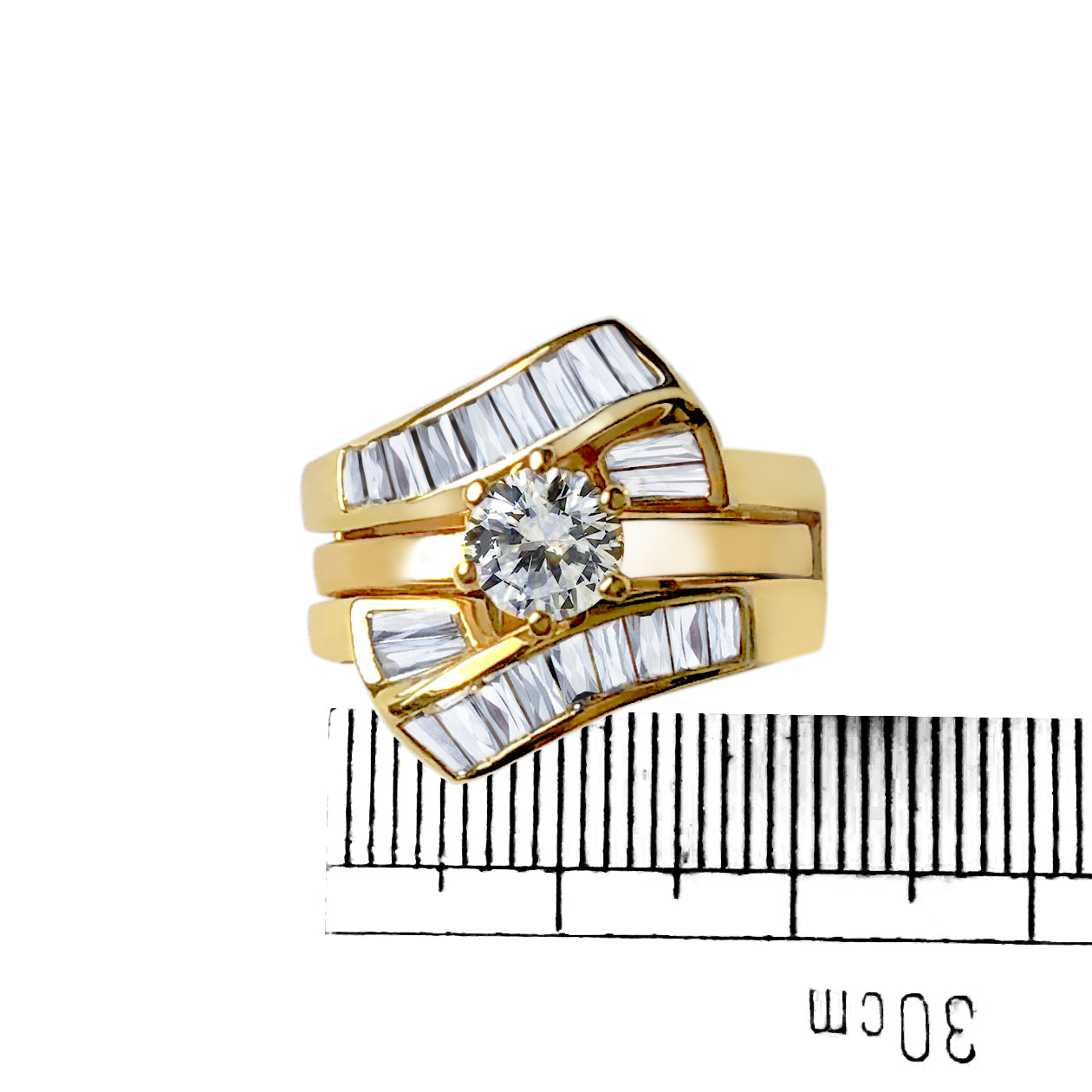 MALOAS1373 - Sterling Silver 925 ring set with gold plating in AAA grade CZ ships in one day