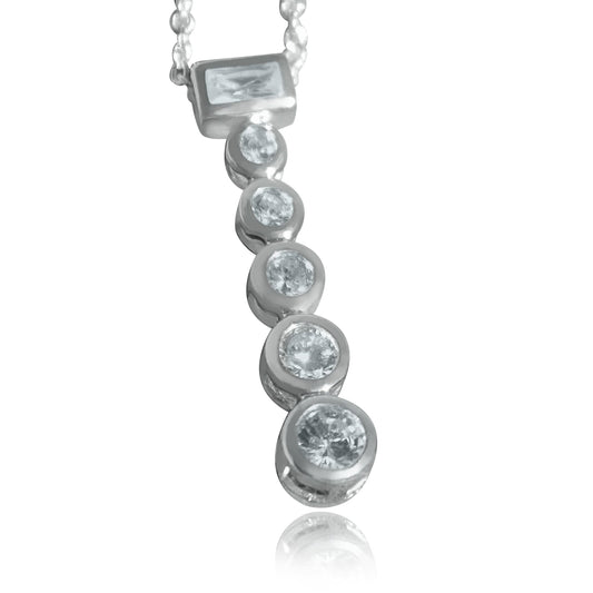 MALOAS1371 - Rhodium Plating 925 Sterling Silver Chain Pendant with AAA CZ in Clear