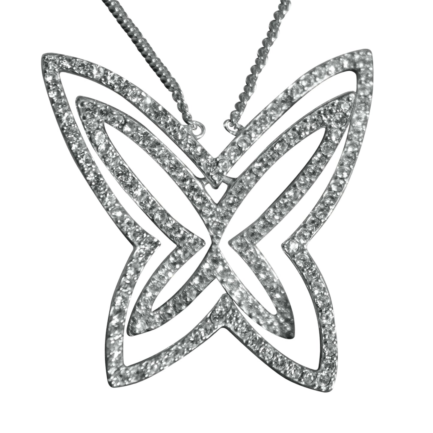 MALOAS1374 - Rhodium Plating 925 Sterling Silver Chain Pendant with Crystal in Clear
