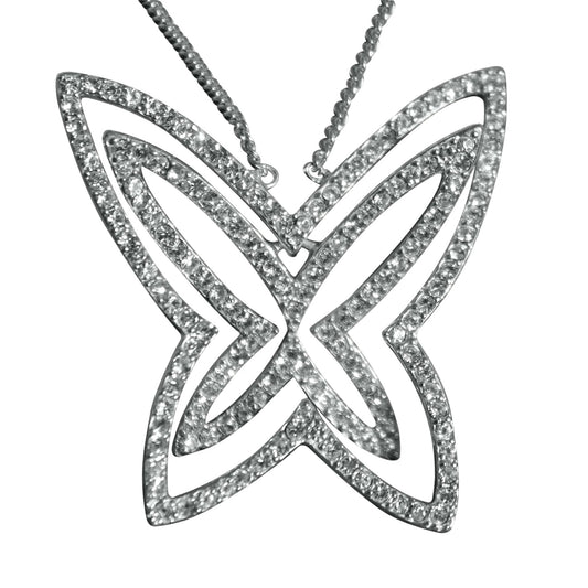 MALOAS1374 - Rhodium Plating 925 Sterling Silver Chain Pendant with Crystal in Clear