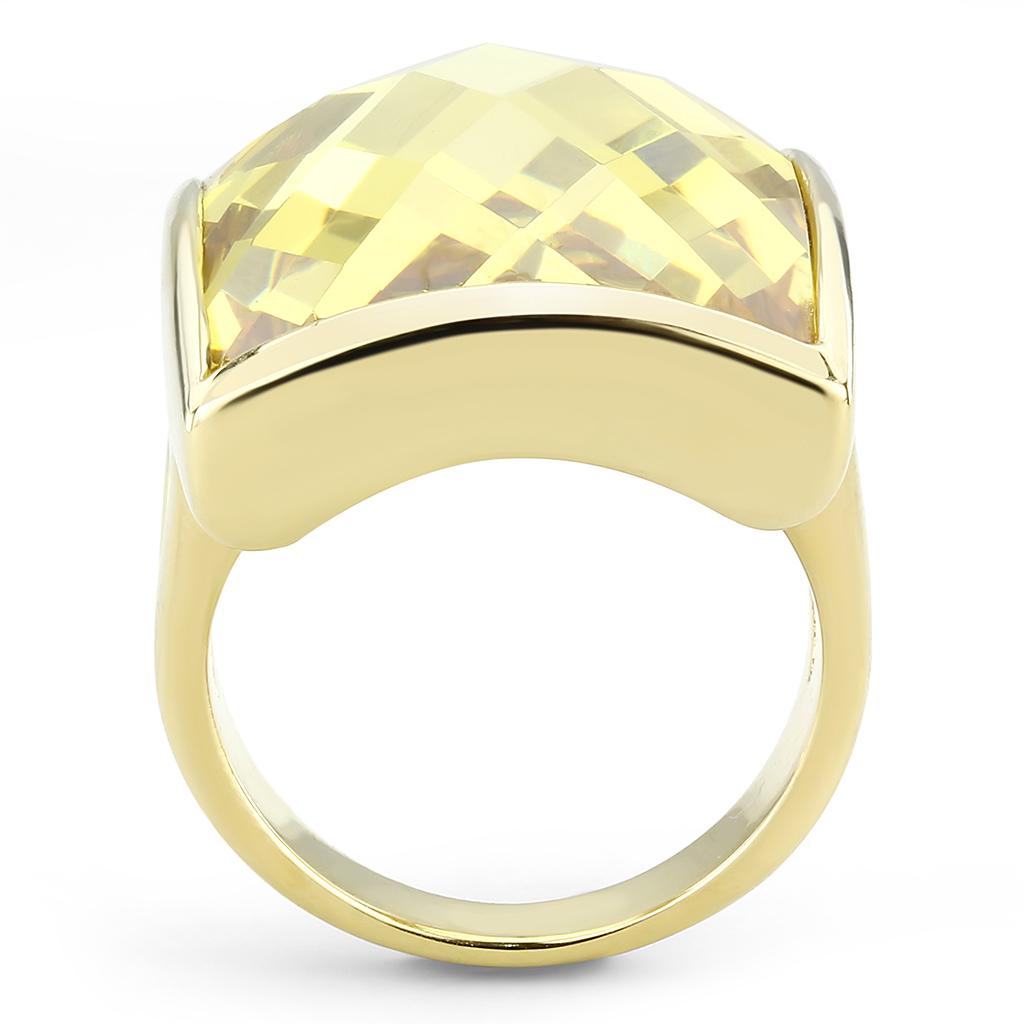 MALO1251 - Gold Brass Ring with AAA Grade CZ  in Topaz