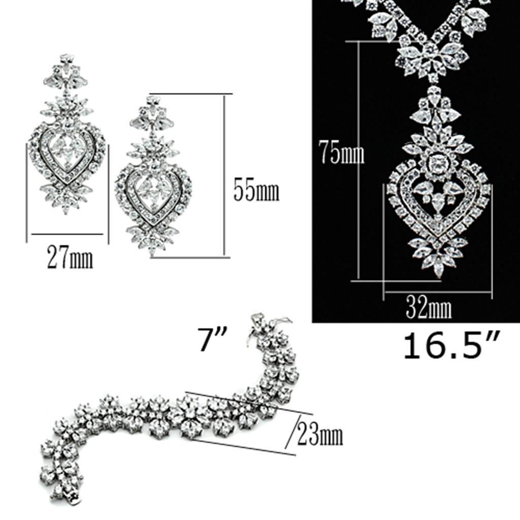 MALO1447 - Rhodium Brass Jewelry Sets with AAA Grade CZ  in Clear