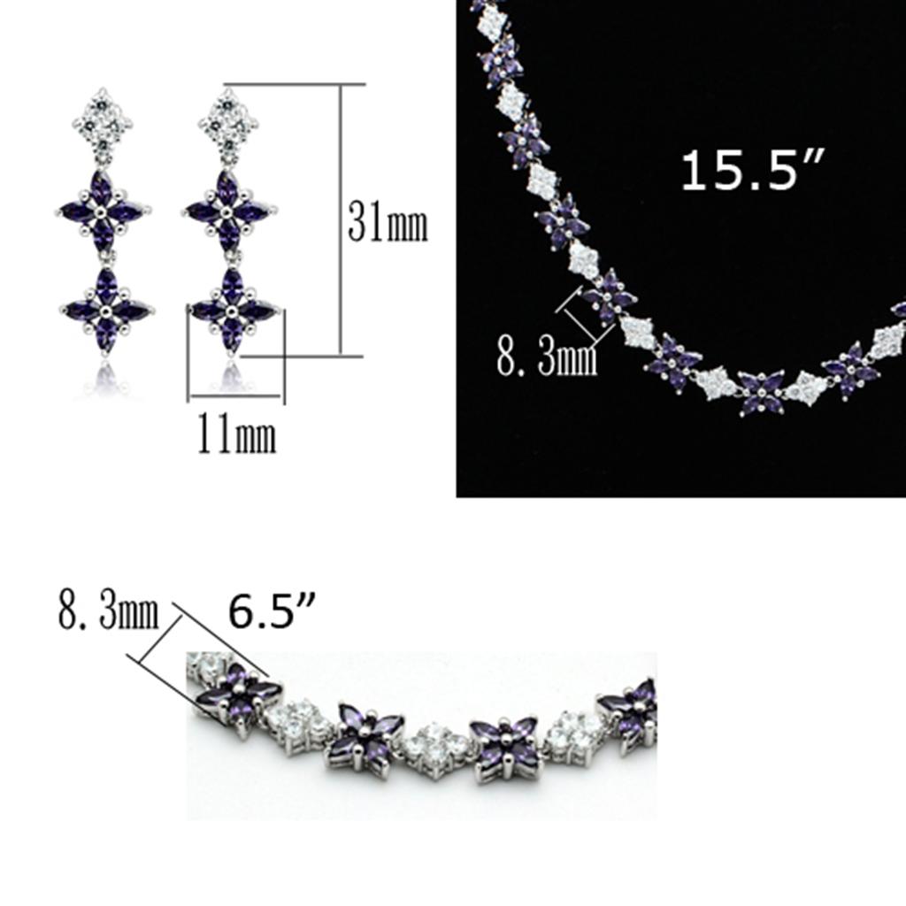 MALO2324 - Rhodium Brass Jewelry Sets with AAA Grade CZ  in Amethyst