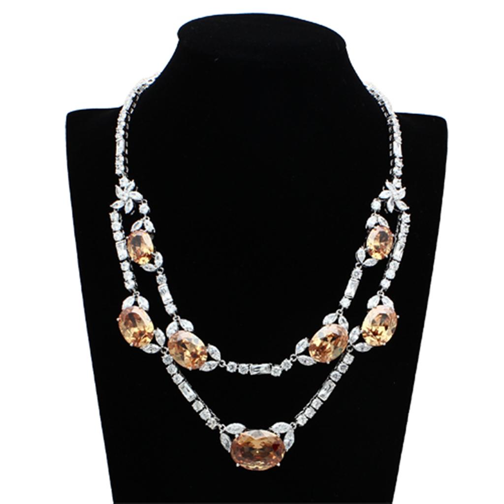 MALO2326 - Rhodium Brass Jewelry Sets with AAA Grade CZ  in Champagne