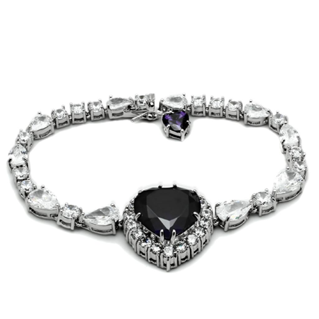 MALO2327 - Rhodium Brass Jewelry Sets with AAA Grade CZ  in Amethyst
