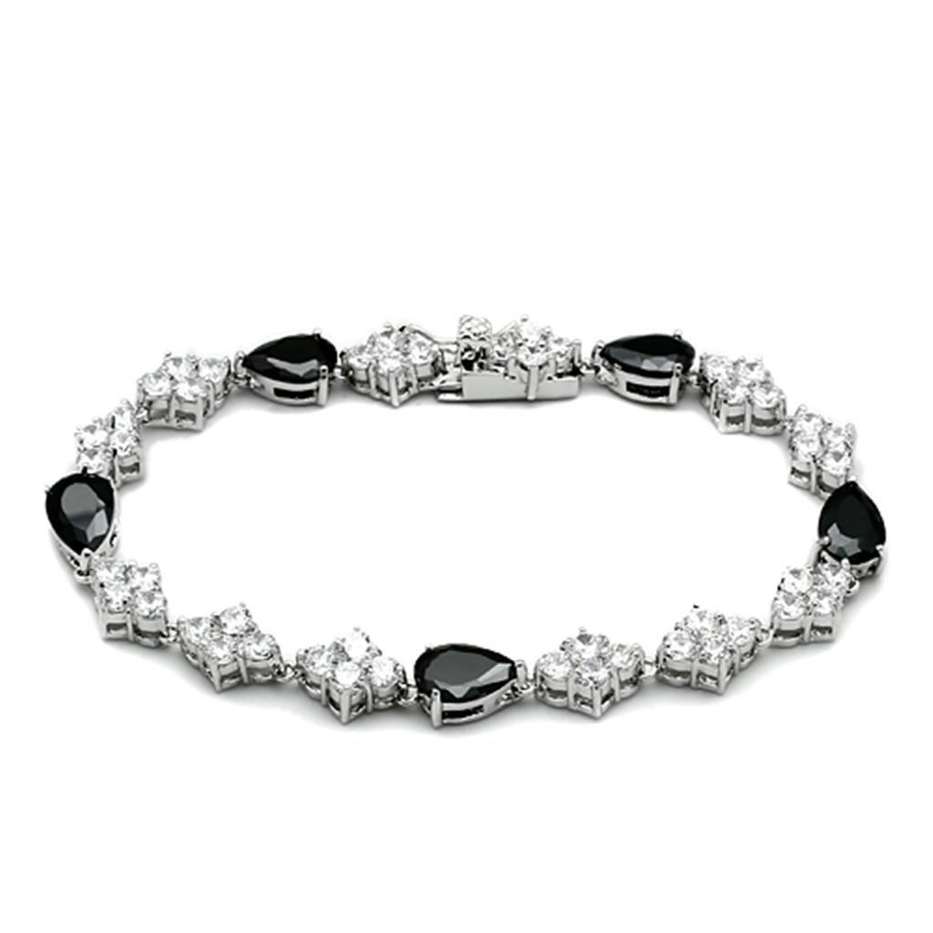 MALO2330 - Rhodium Brass Jewelry Sets with AAA Grade CZ  in Jet