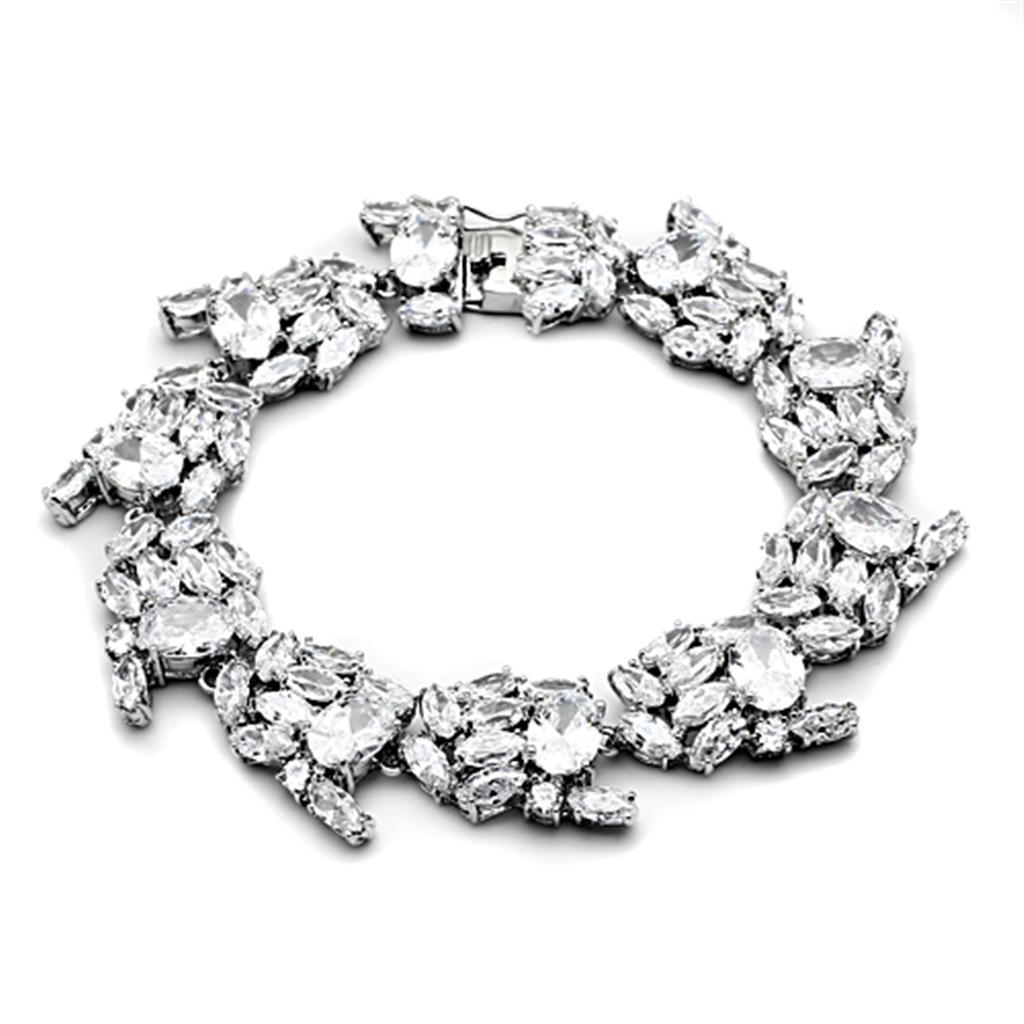 MALO2333 - Rhodium Brass Jewelry Sets with AAA Grade CZ  in Clear