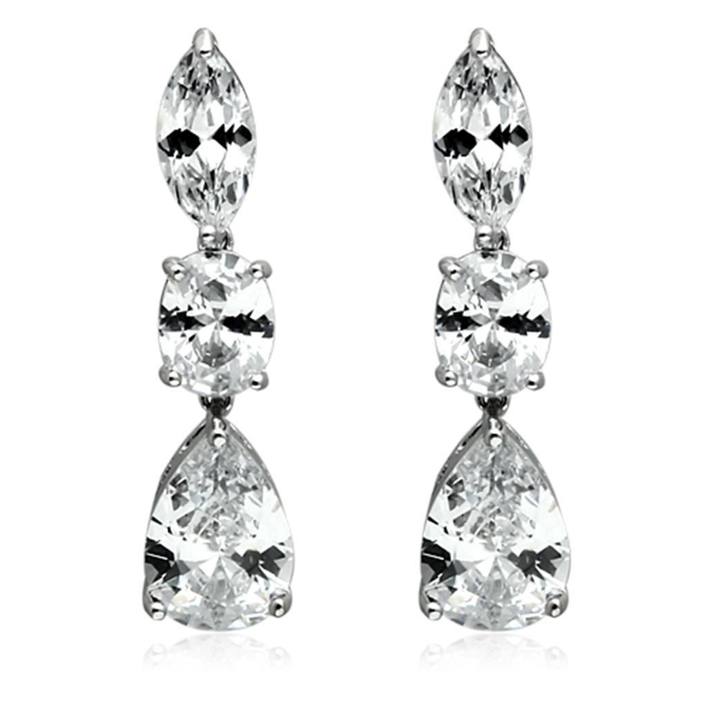 MALO2334 - Rhodium Brass Jewelry Sets with AAA Grade CZ  in Clear