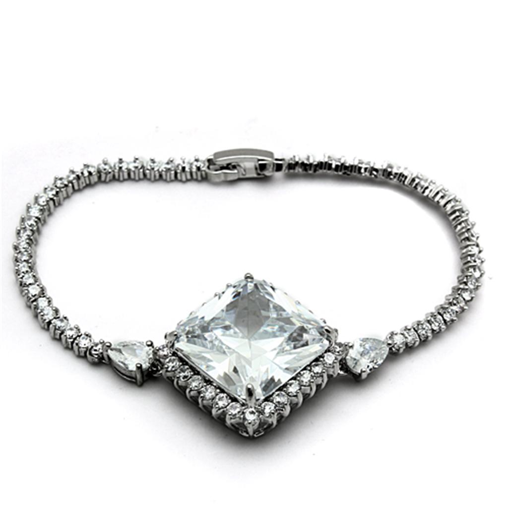 MALO2341 - Rhodium Brass Jewelry Sets with AAA Grade CZ  in Clear