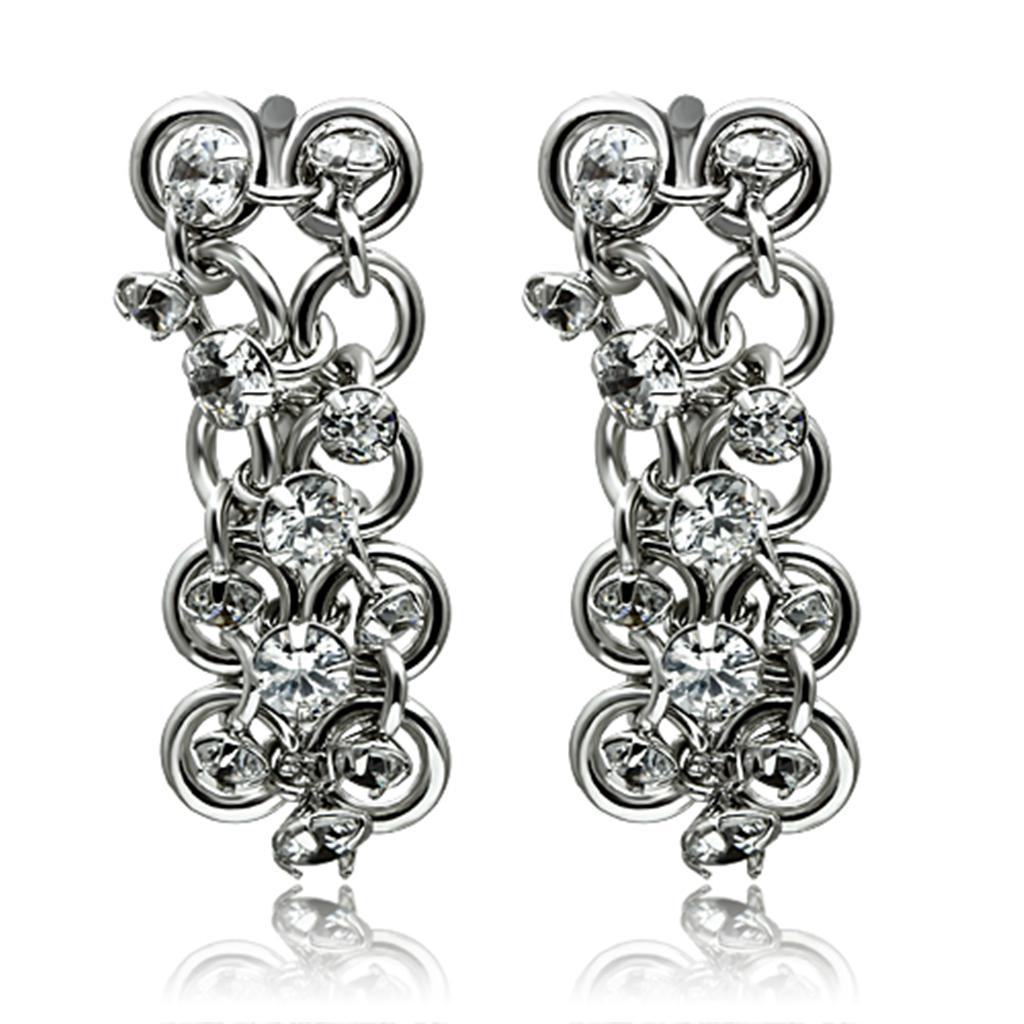 MALO2344 - Rhodium Brass Jewelry Sets with AAA Grade CZ  in Clear