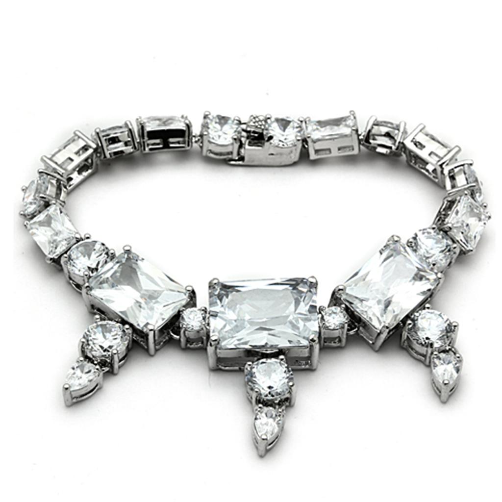 MALO2353 - Rhodium Brass Jewelry Sets with AAA Grade CZ  in Clear