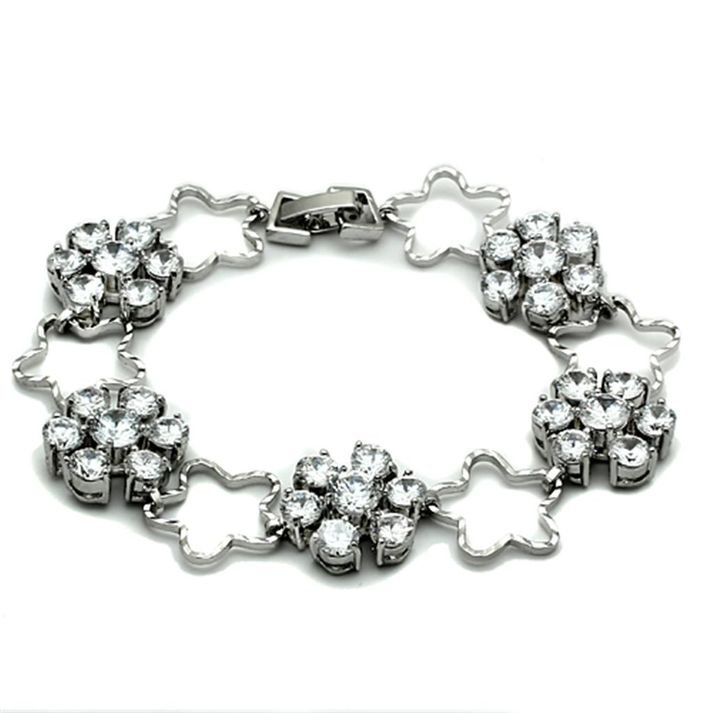 MALO2357 - Rhodium Brass Jewelry Sets with AAA Grade CZ  in Clear