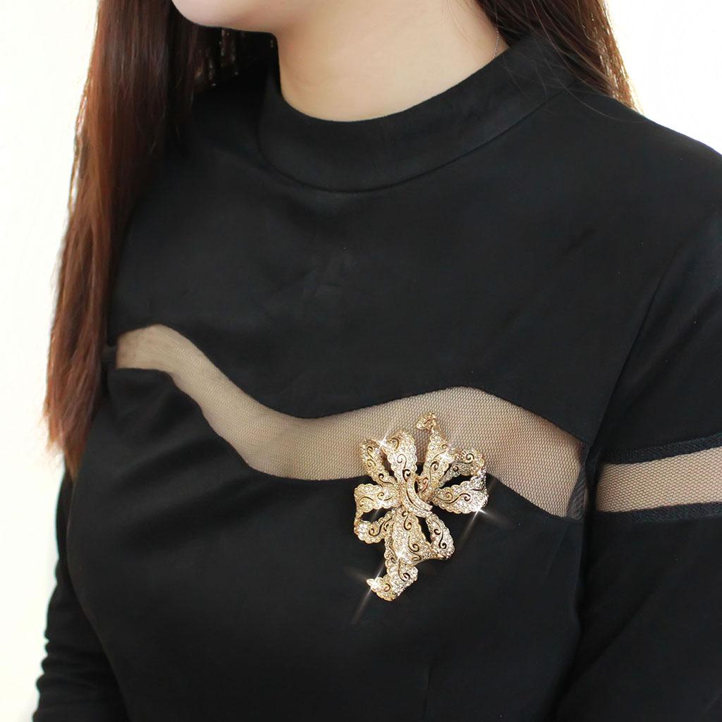 MALO2403 - Gold White Metal Brooches with Top Grade Crystal  in Citrine Yellow