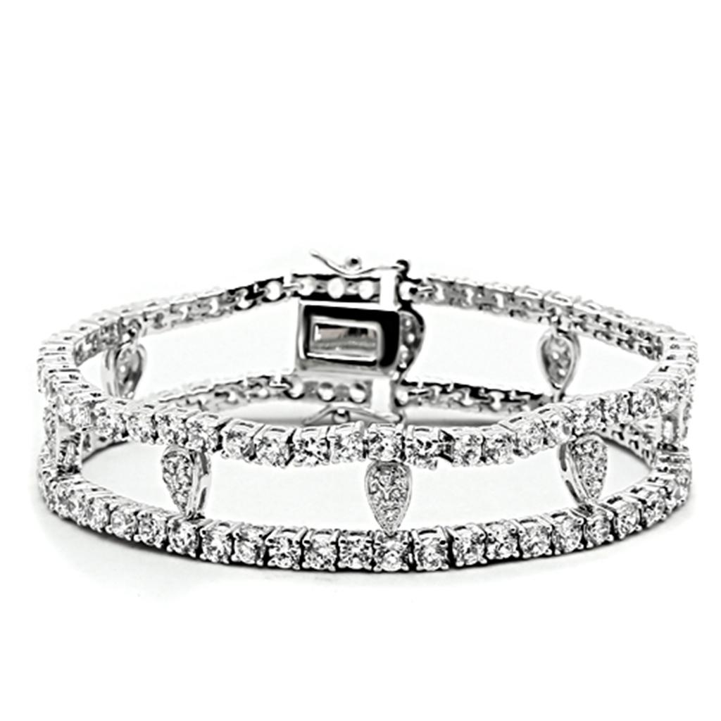 MALO2428 - Rhodium Brass Jewelry Sets with AAA Grade CZ  in Clear