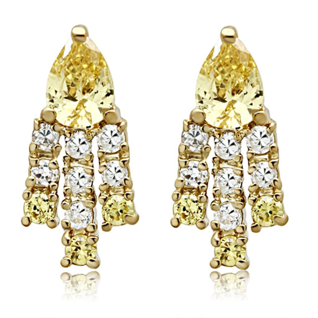 MALO2429 - Gold Brass Jewelry Sets with AAA Grade CZ  in Topaz